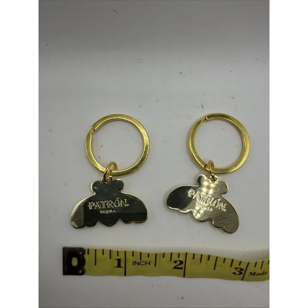 2 Patron Tequila Metal Bumble Bee Logo Keychain Key Ring Lot